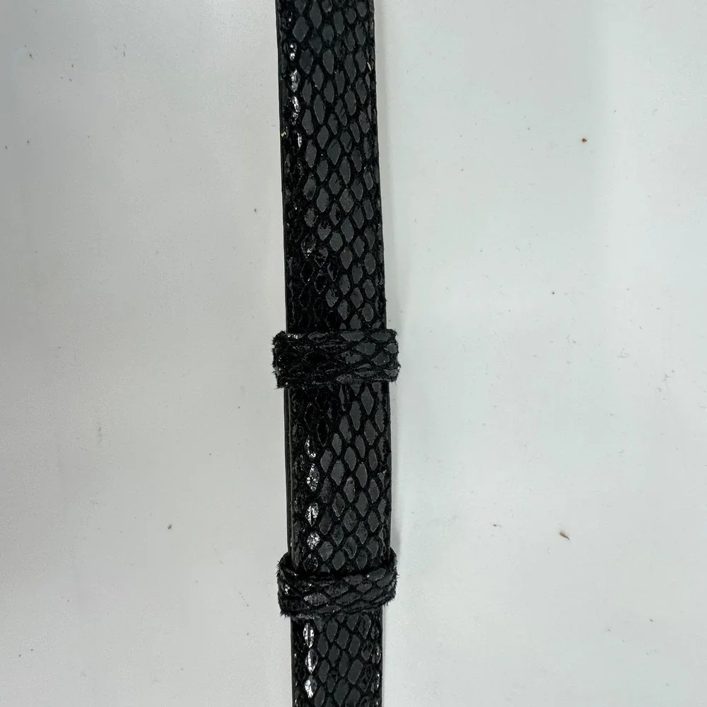 Kenneth Jay Lane Snake Hook Belt Womens M/L Black Gold Faux Snake Skin‎ Goth